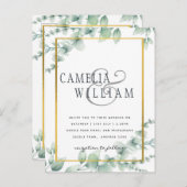 Carte Postale BUDGET Vert Faire-part de mariage QR CODE RQR RSVP (Devant / Derrière)