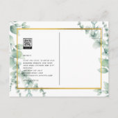 Carte Postale BUDGET Vert Faire-part de mariage QR CODE RQR RSVP (Dos)