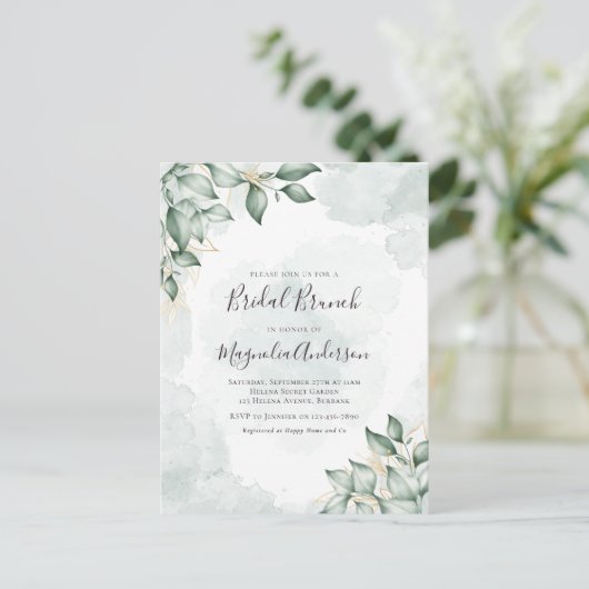 Carte Postale BUDGET Watercolor Eucalyptus Bridal Brunch (Debout devant)