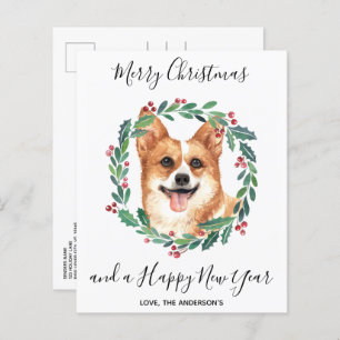 Carte postale Budget Welsh Corgi Chien Merry Chris