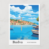 Carte Postale Budva Monténégro Vintage voyage d'art (Devant)