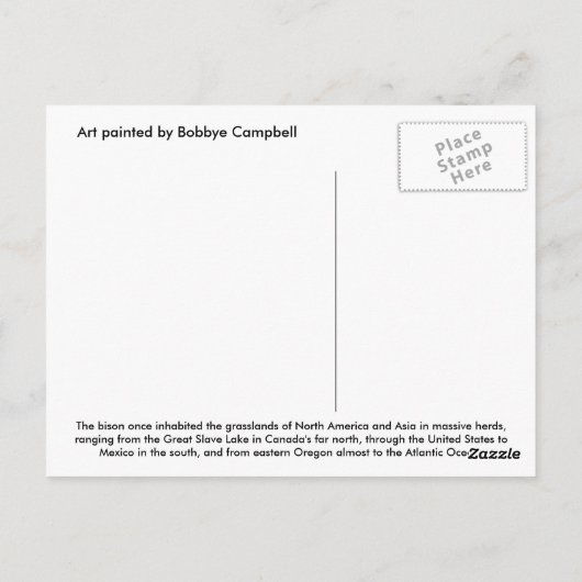 Carte postale Buffalo (Dos)