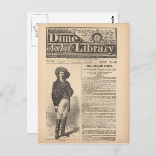 Carte Postale Buffalo Bill - Beadle's Half Dime Library 1879 (Devant / Derrière)