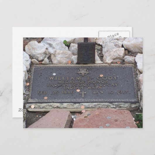 Carte Postale Buffalo Bill - William Cody Grave (Devant / Derrière)