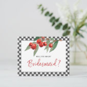 Carte Postale Buffalo Check Black & White Bridesmaid Proposition (Debout devant)
