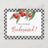 Carte Postale Buffalo Check Black & White Bridesmaid Proposition (Devant)