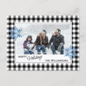 Carte Postale Buffalo Lumberjack carreaux noir blanc et flocons  (Devant)