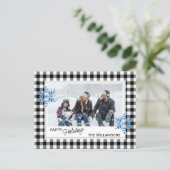 Carte Postale Buffalo Lumberjack carreaux noir blanc et flocons  (Debout devant)