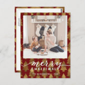 Carte Postale Buffalo moderne Plaid Élégant Script MERRY Simple  (Devant / Derrière)