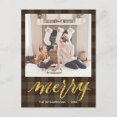 Carte Postale Buffalo moderne Plaid Élégant Script MERRY Simple  (Devant)