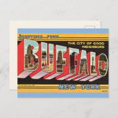 Carte postale Buffalo New York Retro (Devant / Derrière)