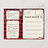 Carte Postale Buffalo Plaid Neige Joyeux Script de Noël (Dos)