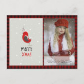 Carte Postale Buffalo Plaid Photo Noël Folkart Red Robin (Devant)