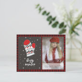 Carte Postale Buffalo Plaid Photo Noël Nouvel An Folk Art (Debout devant)