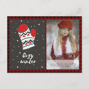 Carte Postale Buffalo Plaid Photo Noël Nouvel An Folk Art