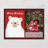 Carte Postale Buffalo Plaid Photo Noël nouvel an Folkart PolarBe (Devant)