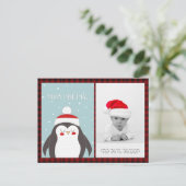 Carte Postale Buffalo Plaid Photo Noël Pingouin Folkart (Debout devant)