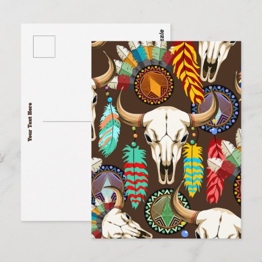 Carte Postale Buffalo Skull Native American Emblem (Devant / Derrière)