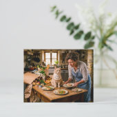 Carte Postale Buffet Gourmet pour Chat Gâté (Debout devant)