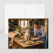 Carte Postale Buffet Gourmet pour Chat Gâté (Devant / Derrière)