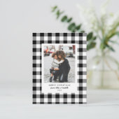 Carte Postale Buffle blanc à cadre simple Plaid Photo de Noël (Debout devant)