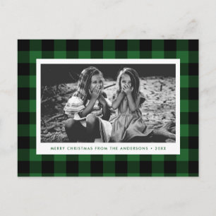 Carte Postale Buffle vert Festif Plaid photo unique Noël