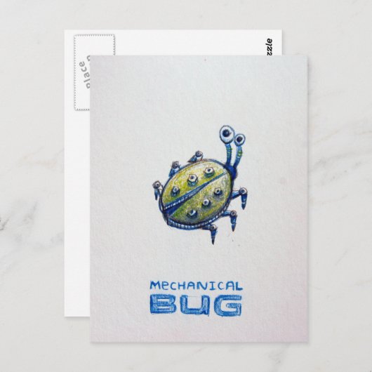 Carte postale Bug mécanique (Devant / Derrière)