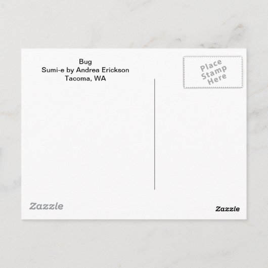 Carte Postale Bug, Sumi-e par Andrea Erickson (Dos)