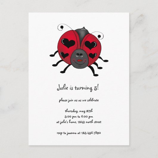 Carte Postale Buggies de jardin ・ Smiling Ladybug (Devant)