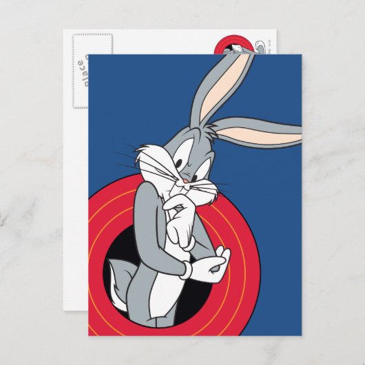 Carte Postale BUGS BUNNY™ à travers les anneaux LOONEY TUNES™ (Devant / Derrière)