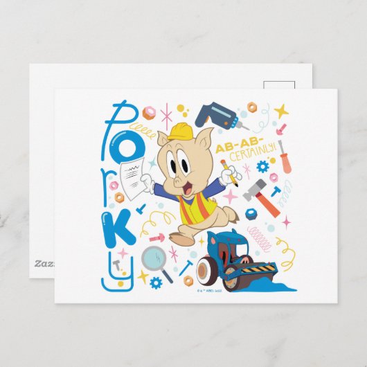 Carte Postale BUGS BUNNY BUILDERS™| Porky Pig Work Tools (Devant / Derrière)