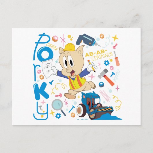 Carte Postale BUGS BUNNY BUILDERS™| Porky Pig Work Tools (Devant)