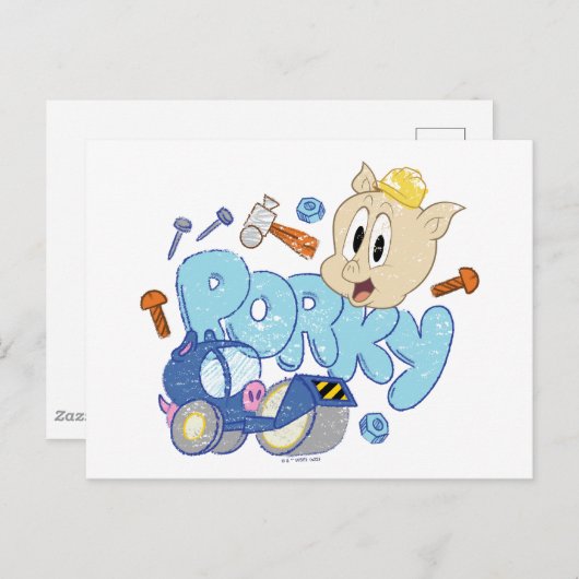 Carte Postale BUGS BUNNY BUILDERS™| Porky Sketch Art (Devant / Derrière)