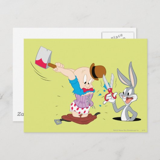 Carte Postale BUGS BUNNY™ et ELMER FUDD™ (Devant / Derrière)