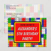 Carte Postale Building Blocks Invitation de fête d'anniversaire  (Devant / Derrière)
