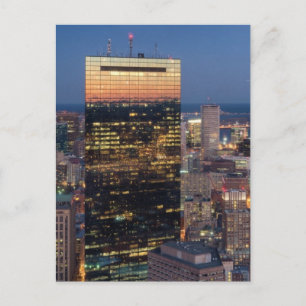 Carte Postale Building of Boston with light trails on road