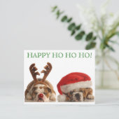 Carte postale Buldogs de Noël 2 (Debout devant)