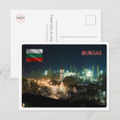 Carte Postale Bulgarie - Burgas de nuit - (Devant / Derrière)