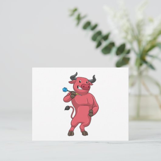 Carte Postale Bull aux fléchettes avec Dart (Debout devant)
