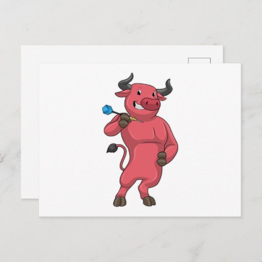Carte Postale Bull aux fléchettes avec Dart (Devant / Derrière)