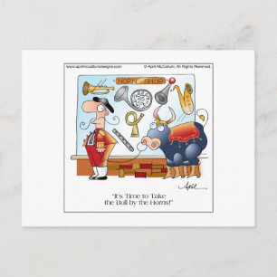 Carte Postale BULL BY THE HORNS Cartoon Postcard