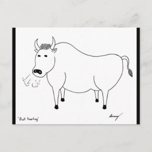 Carte Postale Bull Folk Art "Je Vous Manque !...PAS DE BULLE !"