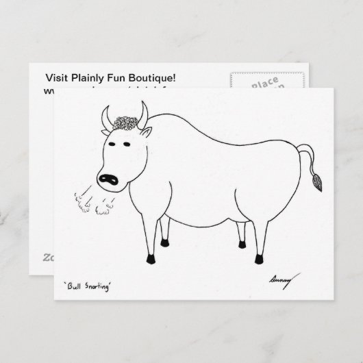 Carte Postale Bull folk art Postcard (Devant / Derrière)