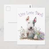 Carte Postale Bull Terrier Chien Maman Florale (Devant / Derrière)