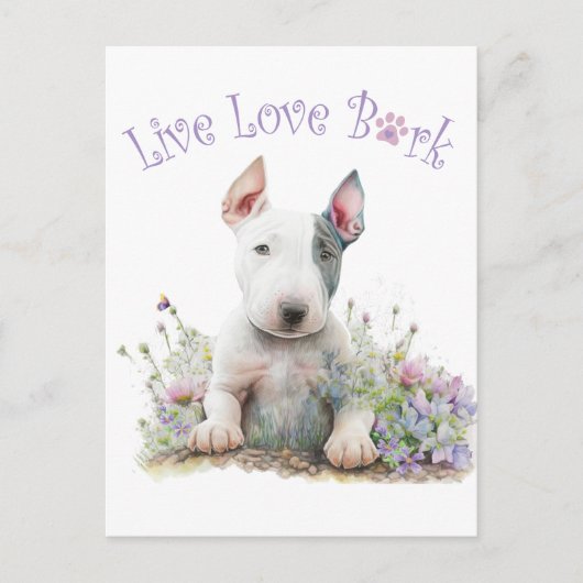 Carte Postale Bull Terrier Chien Maman Florale (Devant)
