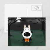 Carte Postale Bull Terrier Halloween Vampire (Devant / Derrière)