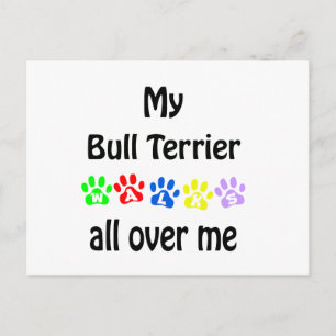 Carte Postale Bull Terrier Walks Design