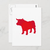 Carte Postale Bull voir rouge (Devant / Derrière)