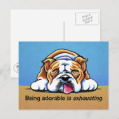 Carte Postale Bulldog Anglais Adorable Hors-Leash Art™ (Devant / Derrière)