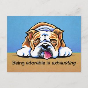 Carte Postale Bulldog Anglais Adorable Hors-Leash Art™